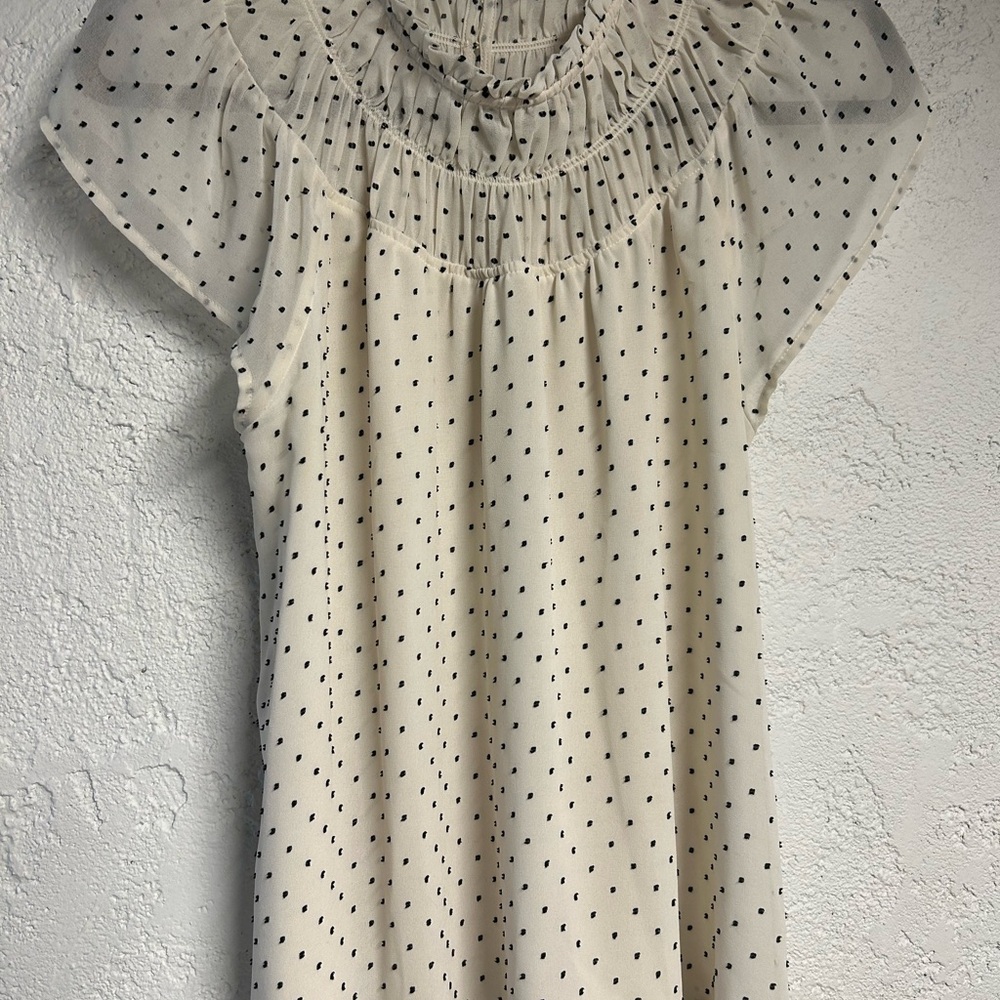 LOFT Cream Polka Dot Blouse